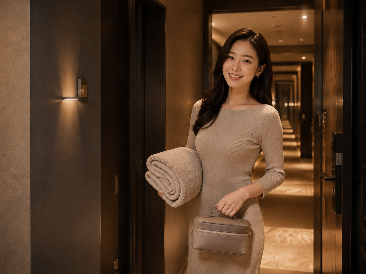 인천 소래포구 방문 홈케어 일정을 준비하는 젊은 성인 한국 여성 관리사